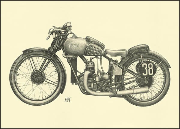 Puch Renn-Motorrad Poster