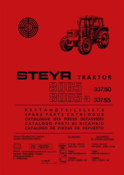 Steyr 8065 und 8065a Traktor Ersatzteilkatalog