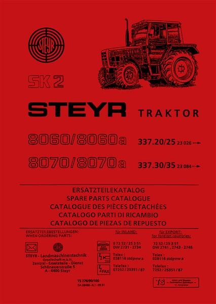 Steyr 8060 8060a 8070 8070a SK2 Traktor Ersatzteilkatalog