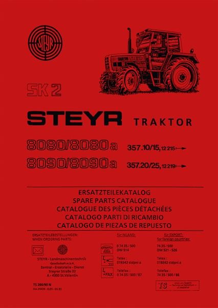 Steyr 8080 8080a 8090 8090a SK2 Traktor Ersatzteilkatalog