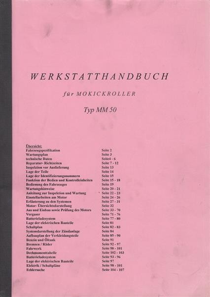 Macal Mokickroller MM50 Werkstatthandbuch