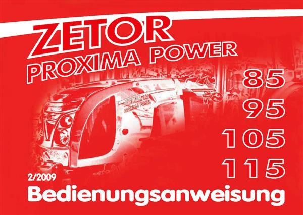 Zetor Proxima Power 85, 95, 105, 115  Bedienungsanweisung