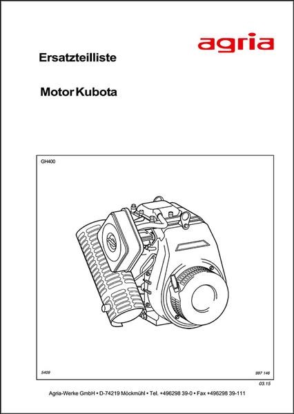 Agria Motor Kubota GH400 Ersatzteilliste