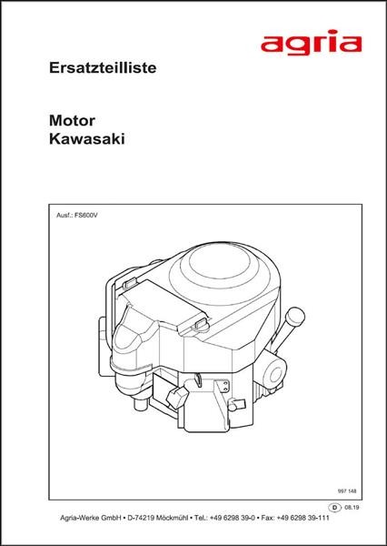 Agria Motor Kawasaki FS600V Ersatzteilliste