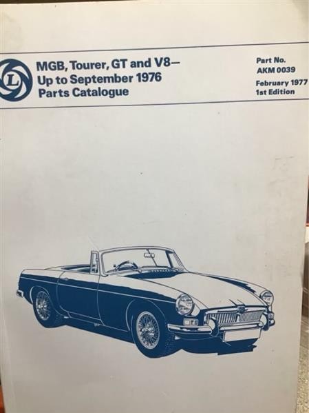 MGB, Tourer, GT and V8- Up To September 1976 Parts Catalogue