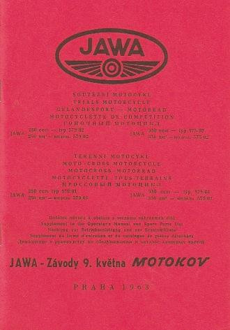 Jawa Motocross-Motorrad 250/350 ccm, Typen 579/01, 02 und 575/01, 02, Betriebsanleitung und Ersatzteilkatalog