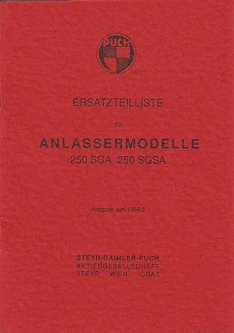 Puch 250 SGA und SGSA Zusatz-Ersatzteilkatalog