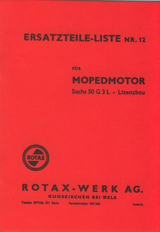 Rotax (Lizenz Sachs) 50 G3L Motor, Ersatzteilkatalog