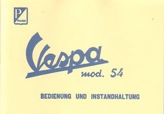 Vespa 125 ccm, 3-Gang, 5 PS, Modelle 1954 Betriebsanleitung