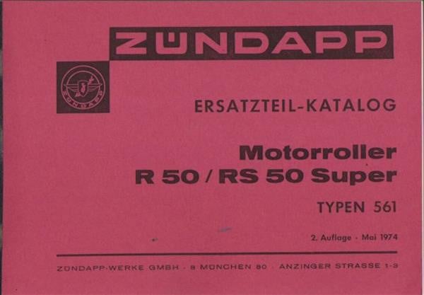 Zündapp R50 und RS50 Super Ersatzteilkatalog