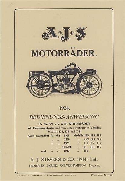 AJS Modelle mit 3-Gang-Getriebe, 1922-1928, Betriebsanleitung