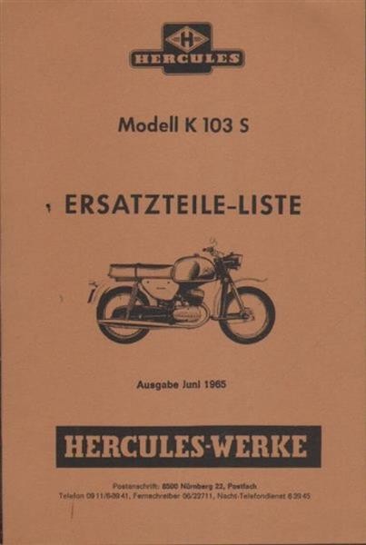 Hercules K103S Ersatzteilkatalog