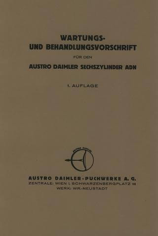 Austro Daimler ADN 6-Zylinder, Wartungs- und Behandlungsvorschrift