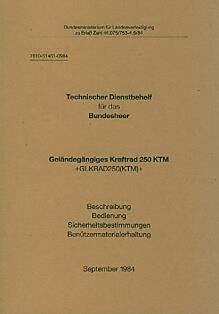 KTM Motorfahrzeugbau Kraftrad 250 (geländegängig), techn.Dienstbehelf für österr.Bundesheer, Betriebsanleitung