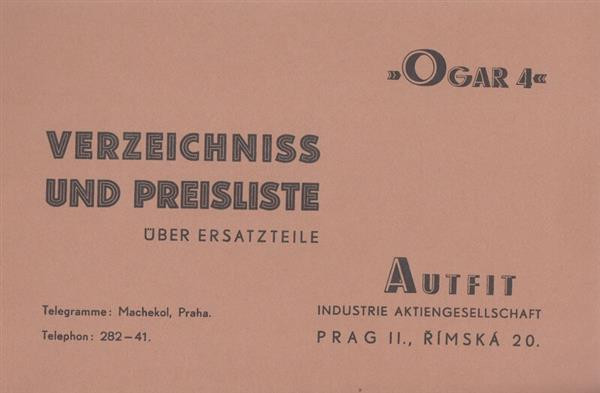 Ogar 4, Verzeichnis und Preisliste über Ersatzteile