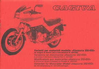 Cagiva Alazurra 350-650 Zusatz-Betriebsanleitung