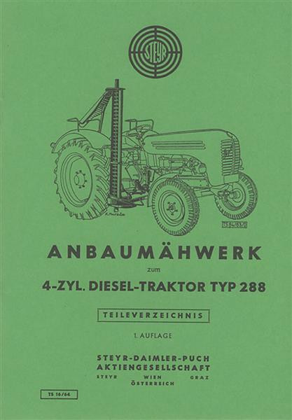 Steyr 288 Anbaumähwerk Ersatzteilkatalog