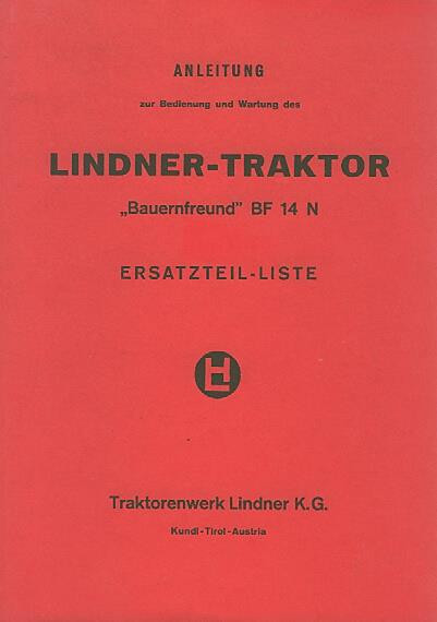 Lindner BF 14 N Betriebsanleitung und Ersatzteilkatalog