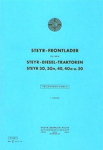 Steyr 30 30n 40 40a 50 Frontlader Ersatzteilkatalog