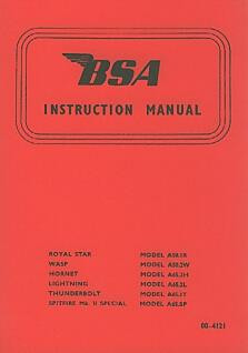 BSA Motorcycles, Typen Royal Star, Wasp, Hornet, Lightning, Thunderbolt, Spitfire MK ii Special, Betriebsanleitung