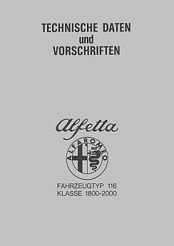 Alfa Romeo Alfetta 1800-2000 (Typ 116) Technische Daten und Reparaturvorschriften