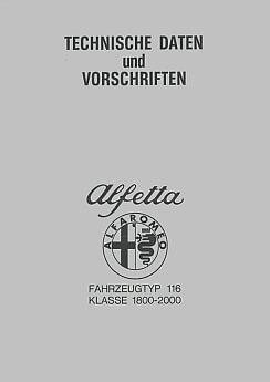 Alfa Romeo Alfetta 1800-2000 (Typ 116) Technische Daten und Reparaturvorschriften