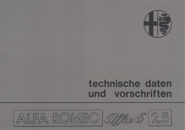 Alfa 6 - 2,5 technische Daten und Vorschriften