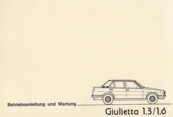 Alfa Romeo Giulietta 1,3 und 1,6, Betriebsanleitung