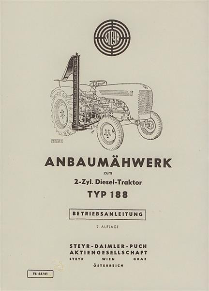 Steyr 188 Anbaumähwerk Betriebsanleitung