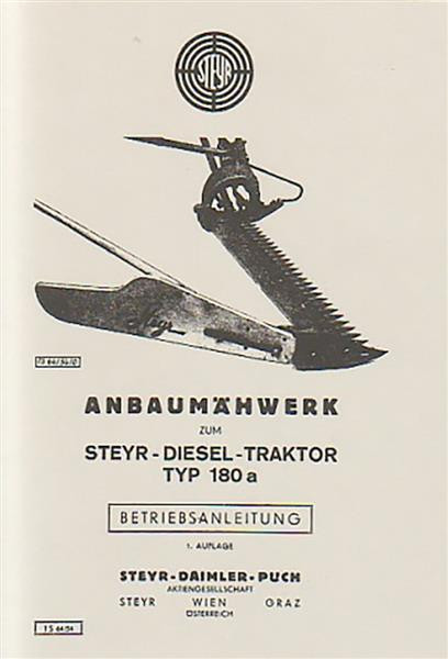 Steyr 180a Anbaumähwerk Betriebsanleitung