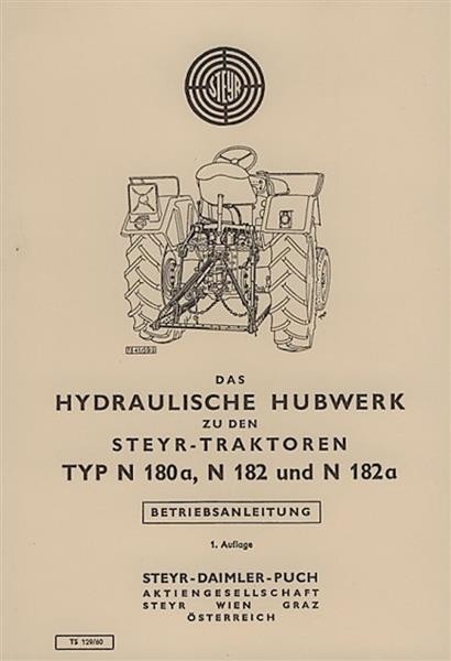 Steyr N180a N182 N182a Hydraulisches Hubwerk Betriebsanleitung