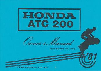 Honda ATC200 Owner's Manual