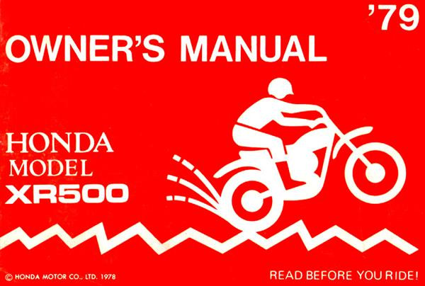 Honda XR500 Owner's Manual