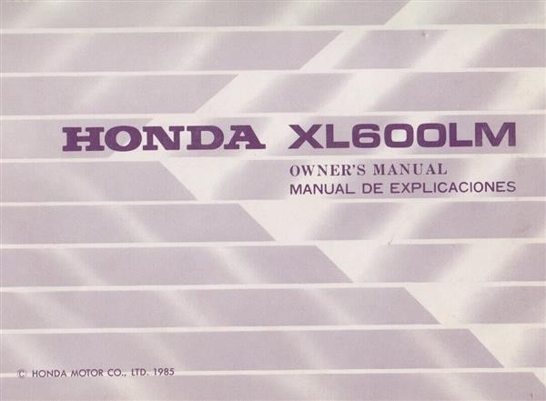 Honda XL600LM Owner's Manual