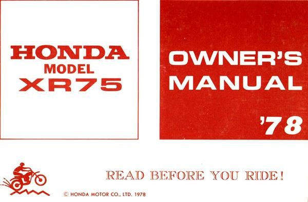 Honda XR75 Owner's Manual