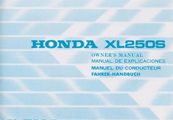 Honda XL250S Betriebsanleitung