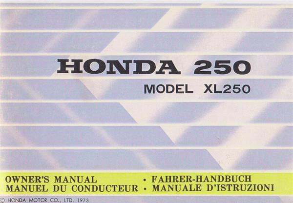 Honda XL250 Fahrerhandbuch