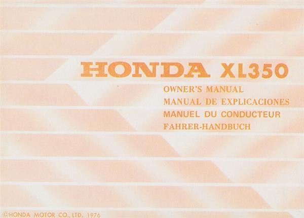Honda XL350 Fahrerhandbuch