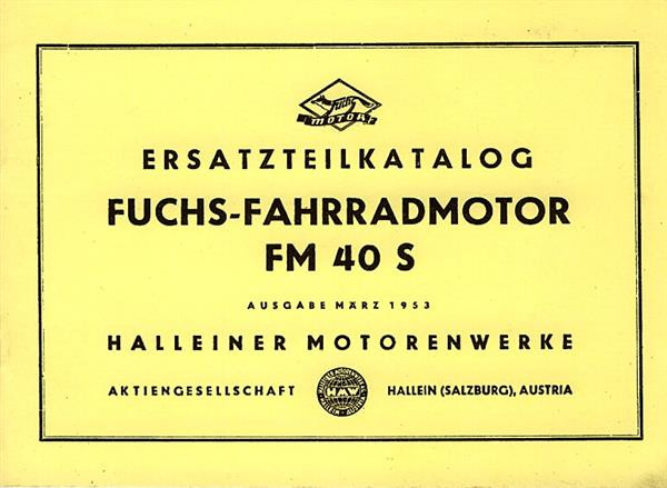 Fuchs Fahrradhilfsmotor FM 40 S Ersatzteilkatalog