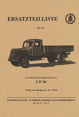 ÖAF Lastwagenfahrgestell 2 D 50, Ersatzteilkatalog