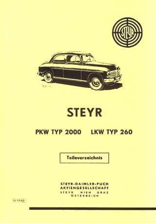 Steyr Typ 2000 PKW und Typ 260 LKW Ersatzteilkatalog