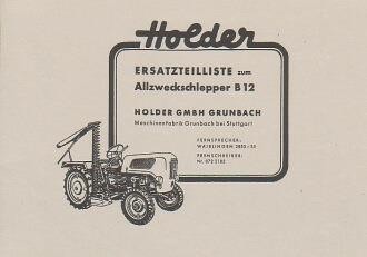 Holder B 12 Allzweckschlepper Ersatzteilkatalog