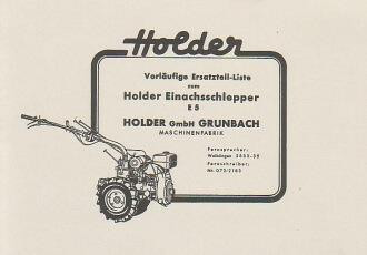 Holder E 5 Einachsschlepper, Ersatzteilkatalog