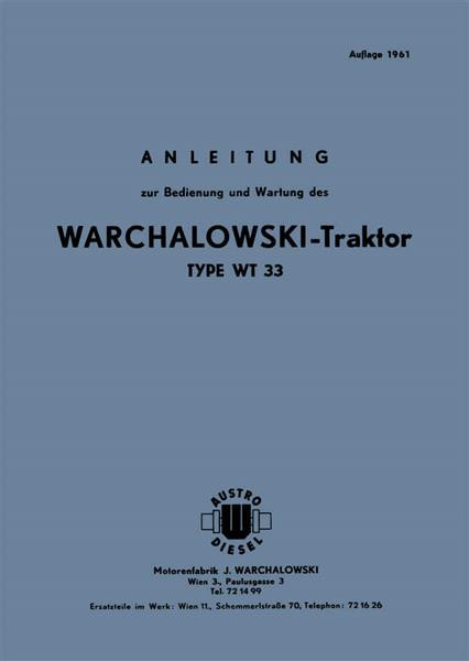 Warchalowski WT33 Bedienung und Erstazteilkatalog