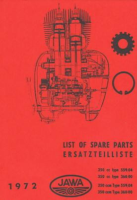 Jawa 250 / 350, 1- u. 2-Zylinder, für Typen 559/04 u. 360/00, Ersatzteilkatalog