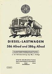 Steyr Diesel-Lastwagen, 586 und 586 g Allrad, Betriebsanleitung