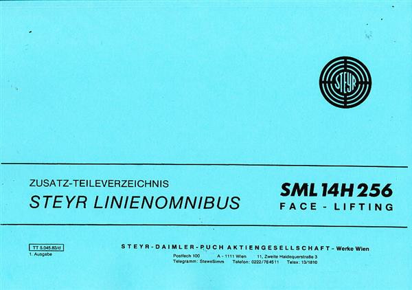 Steyr SML 14 H 256 Linienomnibus, Face-Lifting, Zusatz-Ersatzteilkatalog