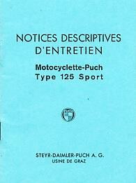 Puch 125 Sport Motocyclette – notices descriptives d´entretien