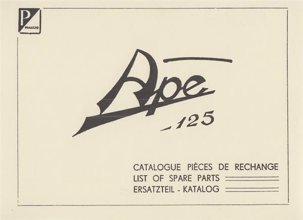 Piaggio Ape 125 (Dreiradfahrzeug), Ersatzteil-Katalog