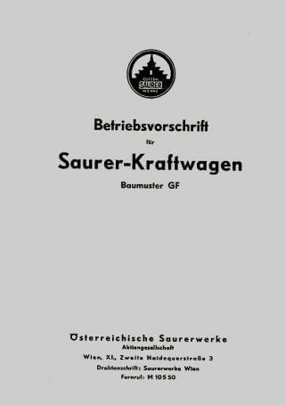 Saurer GF (Österreich), kombinierte Betriebsanleitung und Ersatzteilkatalog